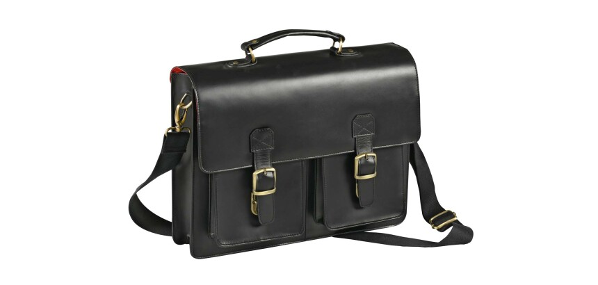 Quo Vadis - Sacoche cartable - Rangers - Noir - 38x28,5x5 cm Cuir pleine fleur de buffle - 3 compartiment(s)