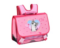 Quo Vadis - Cartable scolaire - Chi - vichy photo - 38x30x14 cm Toile (polyester) - 3 compartiment(s) - Avec bretelles et poignée