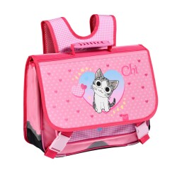 Quo Vadis - Cartable scolaire - Chi - vichy photo - 38x30x14 cm Toile (polyester) - 3 compartiment(s) - Avec bretelles et poignée