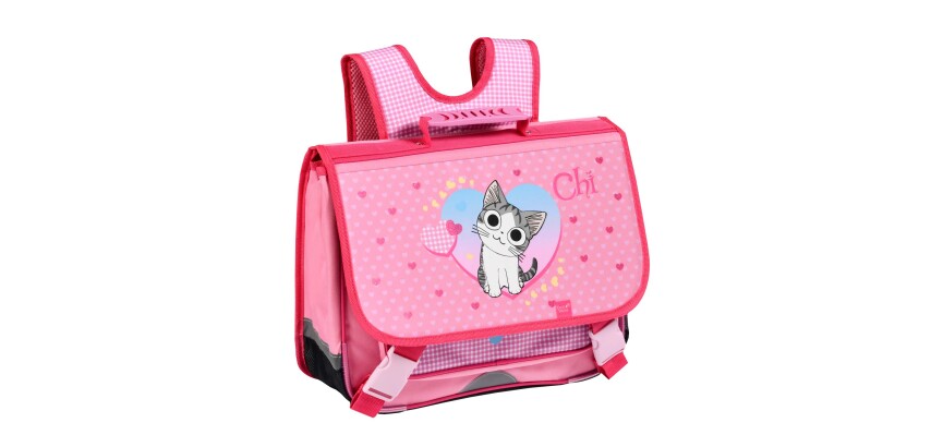 Quo Vadis - Cartable scolaire - Chi - vichy photo - 38x30x14 cm Toile (polyester) - 3 compartiment(s) - Avec bretelles et poignée