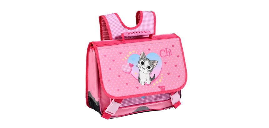 Quo Vadis - Cartable scolaire - Chi - vichy photo - 38x30x14 cm Toile (polyester) - 3 compartiment(s) - Avec bretelles et poignée