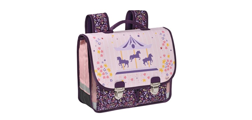Quo Vadis - Cartable scolaire - Louise & Arthur - carrousel - 38x30x14 cm Toile (polyester) - 2 compartiment(s) - Avec bretelles et poignée