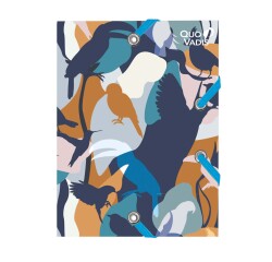Quo Vadis - Chemise 3 rabats élastique - Jungle spirit - Oiseaux - 12x16 cm