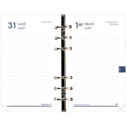 Agenda Journalier Timer 1JP Recharge Quo Vadis - Français - 12 mois de Août/Juillet - 10x17 cm