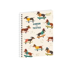 Quo Vadis - Cahier de textes - Spiralé - Français - Animascot - Chien - Journalier - 15x21 cm