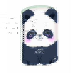 Quo Vadis - Cahier de textes - Spiralé - Français - Kawaii - Panda - Journalier - 15x21 cm