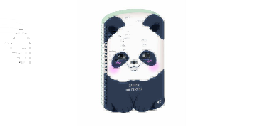 Quo Vadis - Cahier de textes - Spiralé - Français - Kawaii - Panda - Journalier - 15x21 cm