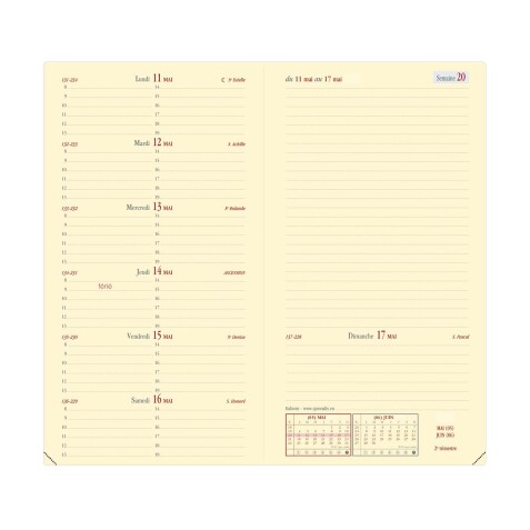Quo Vadis - Recharge Agenda - 2026 - Italnote Prestige - Semainier Horizontal - Français - 14 mois de décembre à janvier - 8,8x17 cm