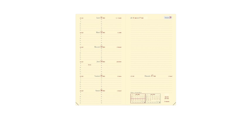 Quo Vadis - Recharge Agenda - 2027 - Italnote Prestige - Semainier Horizontal - Français - 14 mois de décembre à janvier - 8,8x17 cm Papier Clairefontaine ivoire