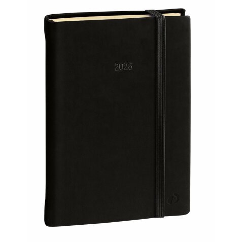 Agenda Semainier Affaires Prestige Quo Vadis - Multilingue - Silk - 13 mois de Déc/Déc - 10x15 cm avec élastique- Noir