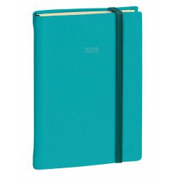 Agenda Semainier Ministre Prestige Quo Vadis - Multilingue - Silk - 13 mois de Déc/Déc - 16x24 cm avec élastique - Turquoise