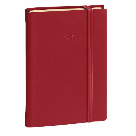 Agenda Semainier Ministre Prestige Quo Vadis - Multilingue - Silk - 13 mois de Déc/Déc - 16x24 cm avec élastique - Bordeaux