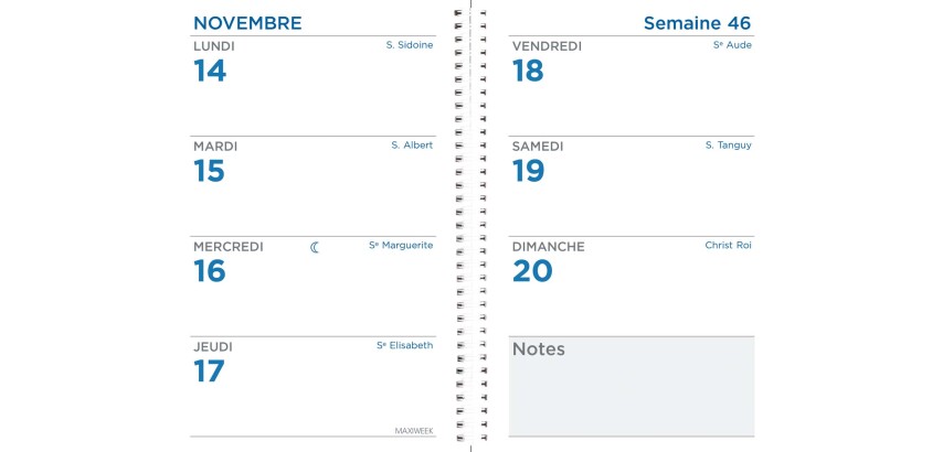 Quo Vadis - Recharge Agenda - Spiralé - 2027 - Maxiweek 1624 S - Semainier Horizontal - Français - 13 mois de décembre à décembre - 16x24 cm