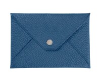 Quo Vadis - Enveloppe papiers identité - Camargue - Bleu - 14x9,5 cm Cuir pleine fleur de taurillon