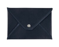 Quo Vadis - Enveloppe papiers identité - Satiny - Bleu marine - 14x9,5 cm Cuir pleine fleur de vachette
