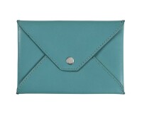 Quo Vadis - Enveloppe papiers identité - Satiny - Bleu canard - 14x9,5 cm Cuir pleine fleur de vachette