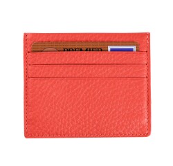 Quo Vadis - Porte-carte - Camargue - Corail - 10x8,5 cm Cuir pleine fleur de taurillon