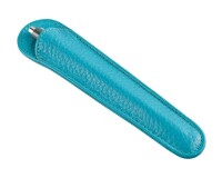 Quo Vadis - Etui stylo simple - Goya - Bleu canard - 16x3,6x0,5 cm Cuir pleine fleur de vachette - 1 compartiment(s)