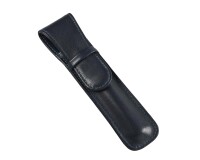 Quo Vadis - Etui stylo 1 place - Satiny - Bleu marine - 16,5x5x1 cm Cuir pleine fleur de vachette - 1 compartiment(s)