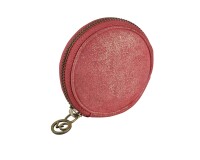 Quo Vadis - Porte-monnaie - Ronde - Julo - Rouge - 9x9x4 cm Cuir de vachette suédé - 1 compartiment(s)