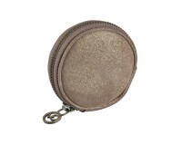 Quo Vadis - Porte-monnaie - Ronde - Julo - Beige - 9x9x4 cm Cuir de vachette suédé - 1 compartiment(s)