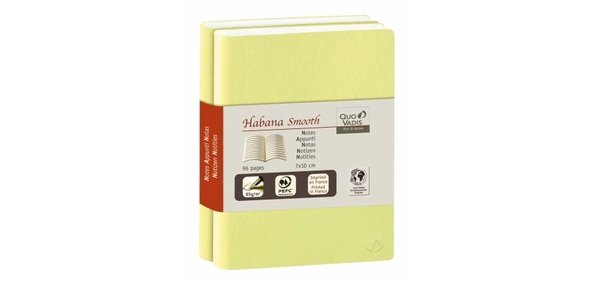 Quo Vadis - Carnet de notes - Habana Smooth - Vert - Pages Lignées - 10x15 cm Papier Clairefontaine ivoire