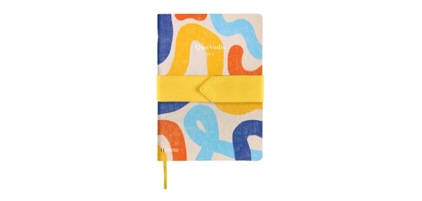 Quo Vadis - Carnet de notes - Français - Iconique - Jaune - Pages Lignées - 15x21 cm - Toile (effet tissé)