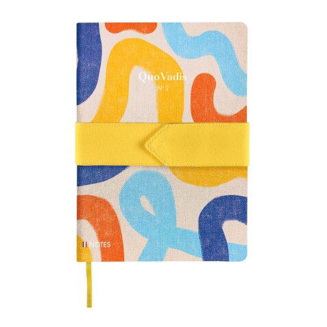 Quo Vadis - Carnet de notes - Français - Iconique - Jaune - Pages Lignées - 15x21 cm - Toile (effet tissé)