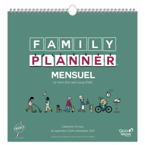 Calendrier Quo Vadis - Spiralé - Français - Family Planner - 16 mois de Sept/Déc - 30x30 cm  par 5