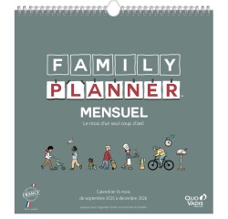 Quo Vadis - Calendrier familial à feuillets - Spiralé - 2025-2026 - Français - Family Planner - 16 mois de septembre à décembre - 30x30 cm - par 5
