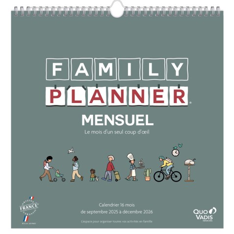 Quo Vadis - Calendrier familial à feuillets - Spiralé - 2025-2026 - Français - Family Planner - 16 mois de septembre à décembre - 30x30 cm - par 5