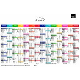 Calendrier Annuel horizontal Quo Vadis - Français - Arc en ciel - 14 mois de Déc/Janv - 65x43 cm par 10 - Arc en ciel