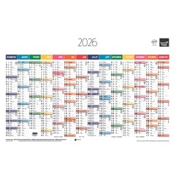 Quo Vadis - Calendrier mural - 2026 - Français - Arc en ciel - Multicolore - 14 mois de décembre à janvier - 65x43 cm - par 10