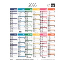 Quo Vadis - Calendrier mural - 2026 - Français - Arc en ciel - Multicolore - 12 mois de janv à déc. - 43x55 cm - par 10