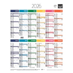 Quo Vadis - Calendrier mural - 2026 - Français - Arc en ciel - Multicolore - 12 mois de janv à déc. - 43x55 cm - par 10
