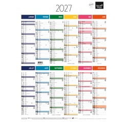 Quo Vadis - Calendrier mural - 2027 - Français - Arc en ciel - Arc-en-ciel - 12 mois de janvier à décembre - 40,5x55 cm - par 10