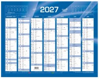 Quo Vadis - Calendrier mural - 2027 - Français - Classic - Bleu - 14 mois de décembre à janvier - 43x33,5 cm - par 10