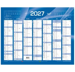 Quo Vadis - Calendrier mural - 2027 - Français - Classic - Bleu - 14 mois de décembre à janvier - 43x33,5 cm - par 10