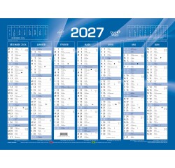 Quo Vadis - Calendrier mural - 2027 - Français - Classic - Bleu - 14 mois de décembre à janvier - 55x40,5 cm