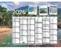 Quo Vadis - Calendrier mural - 2026 - Français - Evasion - Multicolore - 12 mois de janv à déc. - 55x40,5 cm - par 10