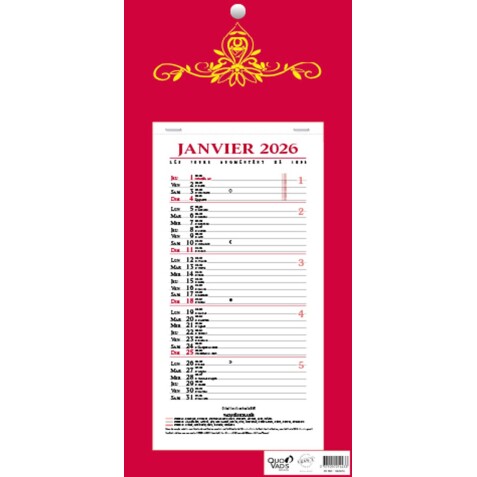 Quo Vadis - Bloc mensuel - 2026 - Français - Skytos - 12 mois de janv à déc. - 16x33,5 cm - par 10