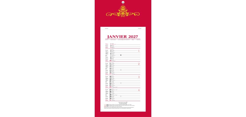 Quo Vadis - Bloc mensuel - 2027 - Français - Skytos - 12 mois de janvier à décembre - 20x41,5 cm