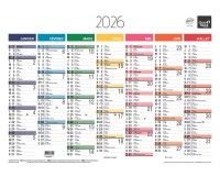 Quo Vadis - Calendrier mural - 2026 - Français - Arc en ciel - Multicolore - 13 mois de janvier à janvier - 55x40,5 cm - par 10