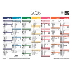 Quo Vadis - Calendrier mural - 2026 - Français - Arc en ciel - Multicolore - 13 mois de janvier à janvier - 55x40,5 cm - par 10