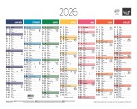 Quo Vadis - Calendrier mural - 2026 - Français - Arc en ciel - Multicolore - 13 mois de janvier à janvier - 43x33,5 cm - par 10