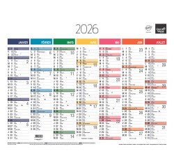 Quo Vadis - Calendrier mural - 2026 - Français - Arc en ciel - Multicolore - 13 mois de janvier à janvier - 43x33,5 cm - par 10