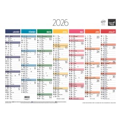 Quo Vadis - Calendrier mural - 2026 - Français - Arc en ciel - Multicolore - 13 mois de janvier à janvier - 43x33,5 cm - par 10