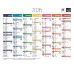 Quo Vadis - Calendrier mural - 2026 - Français - Arc en ciel - Multicolore - 13 mois de janvier à janvier - 43x33,5 cm - par 10