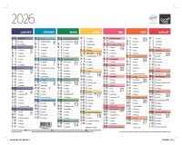 Quo Vadis - Calendrier mural - 2026 - Français - Arc en ciel - Multicolore - 13 mois de janvier à janvier - 27x21 cm - par 10