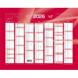 Quo Vadis - Calendrier mural - 2026 - Français - Classic - Rouge - 14 mois de décembre à janvier - 27x21 cm - par 10